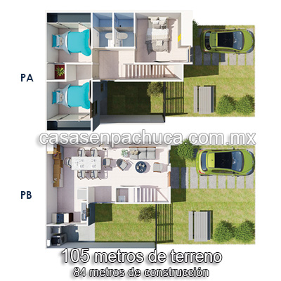 plano casas en venta en pachuca con crédito infonavit 3 recámaras cerca de la cdmx